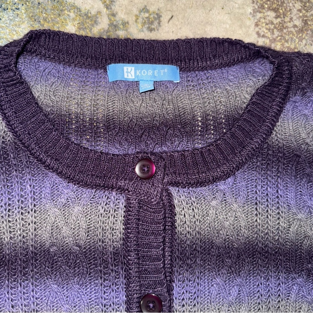 Koret Purple Striped Cardigan Sweater - Picture 4 of 6